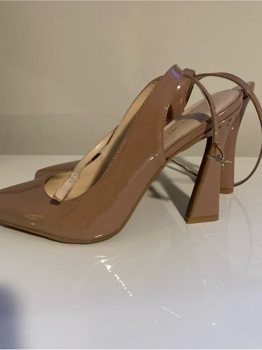 Nine West Patent Leather Slingback Pumps - Nude